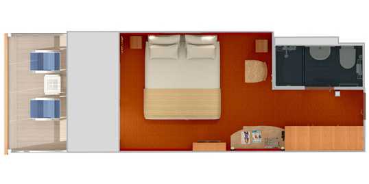 Carnival Ecstasy - Aft-View Extended Balcony Stateroom