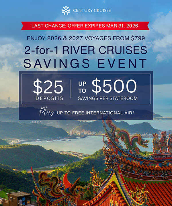 2 For 1 River Cruises Savings Event
