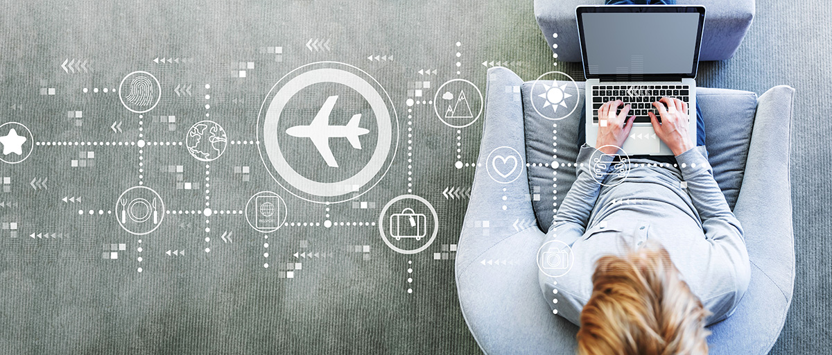 woman taking online travel survey